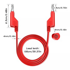 Peakelect 4mm Stackable Banana Plug to Banana Plug Test Leads 8PCS Silicone Cable Wires