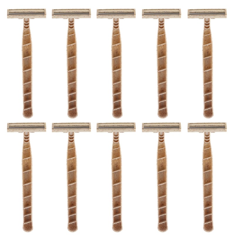 10PCS Disposable Razors, Wheatstraw Razors Biodegradable Single-Use Body and Face