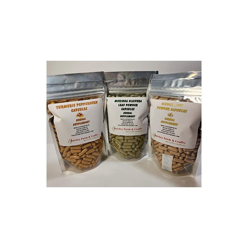 Turmeric Peppercorn, Ginger Root and Moringa Leaf Capsule Triple Value