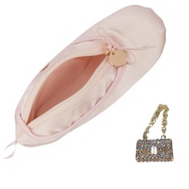 Ballet Slipper Zipper Pouch Ballerina Shoe Makeup Bag Ballet Dance Recital Gifts for Girls Dancer (Pink-BT-a)
