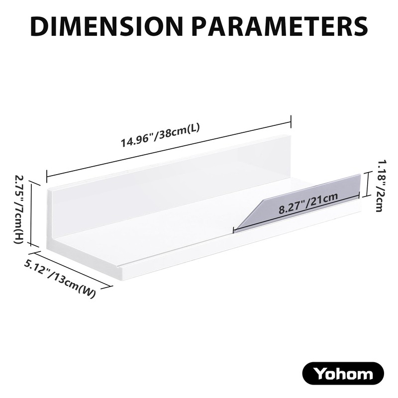 YOHOM Adhesive White Floating Shelves Bathroom Wall Organizer Shower Caddy