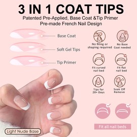 French False Nails Kit, Press on Nails with Glue 240Pcs Square Fake Nails French Tip Nude Pink Color Glossy Full Cover Glue on Nails Art Manicure for Girls Women (Short Square-Nude)