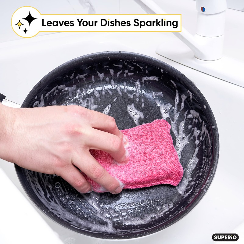 Miracle Microfiber Scrubbing Sponge, Red Extra Scrubbing Power Sponge for