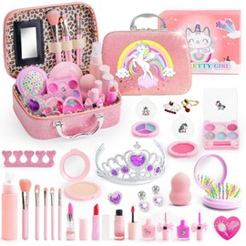 Kids Washable Makeup Girls Toys, Girls Makeup Kit for Kids Make up Set Real Makeup for Kid Little Girls Toddlers Children Princess Christmas Birthday Gifts Toys for 3 4 5 6 7 8 9 10 Year Old (Unicorn)
