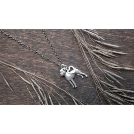 Boxer Charm Necklace Pet Lover Gift, Silver Metal with Heart Pendant on a Chain, Ladies I Love My Boxer Dog