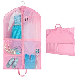 OSDUE Children's Clothing Bag, Children's Garment Bag with 5 Pockets, Foldable Children's Garment Bag, Short Clothing Hanging Cover for Easy Organisation for Dancers, Performances, Beauty Pageants,