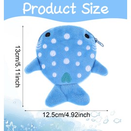 Pack of 2 shark coin purse, shark coin purse, cute plush coin purse for transporting small items such as change and headphones, suitable for families with two children (blue and grey), blue, Casual