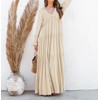 R.Vivimos Maxi Dress for Women Long Sleeve V Neck Empire