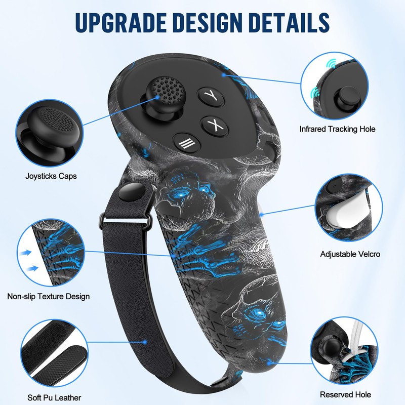 Silicone Cover Set Compatible with Meta/Quest 3S Accessories, Controller Grips,