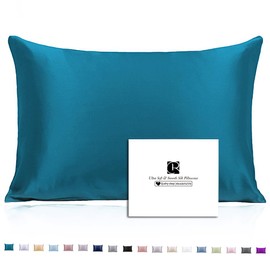 Ravmix Silk Pillowcase for Hair and Skin with Hidden Zipper, Both Sides Silk Pillow Case 50×75cm, Gift for Women Men, 1PCS, Peacock Blue
