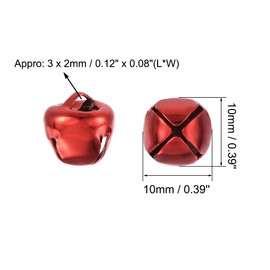 sourcing map DIY Small Bells, 10mm/0.39-Inch 100pcs, Craft Bells Bulk DIY Bells for Christmas Festival Decoration Party Home, Bright Red
