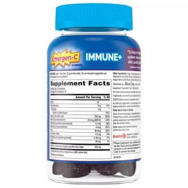 Emergen-C Immune+ Elderberry Gummies, 750 mg Vitamin C with Vitamin D, Zinc and Electrolytes, Immune Support Dietary Supplement, Caffeine Free, Gluten Free, Elderberry Flavor - 36 Count