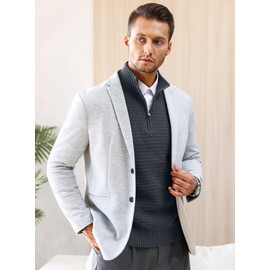 KAVIANA Men's Quarter Zip Sweater Mock Neck Pullover Ribbed Knit Casual Polo Sweaters