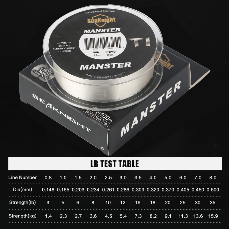Seaknight T1 Fluorocarbon Single String Fishing Line Fluorocarbon Coated 100