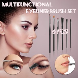 Eyeliner Brush Eyebrow Brush Thin Make Up Brush Angled Brow Brush Eyeshadow Brush Set Makeup Brush Set for Eyeshadow Eyebrow Cosmetic (6 Pieces)