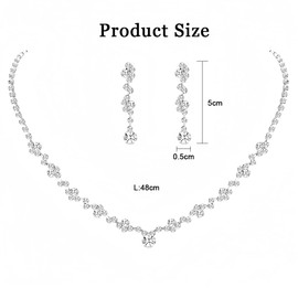 XFSRG 2 Stück Damenschmuck, Ohrringe, Halskette, Strass, glitzernd, modisch und elegant, Hochzeitsschmuck, für Bankette, Partys, Metall