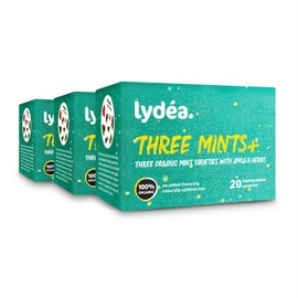 lydéa Lydea Three Mints+ Organic Herbal Tea with Three Varieties of Mints, Apple & Herbs, 60 Pyramids, Pack of 3 [3 x 20 Pyramids]