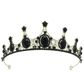 Black Baroque Crown,Crystal Crown New Wedding Tiara with Rhinestones Bridal Tiara Headband Gothic Style Headwear for Dance Party Wedding Festival Irthday Party