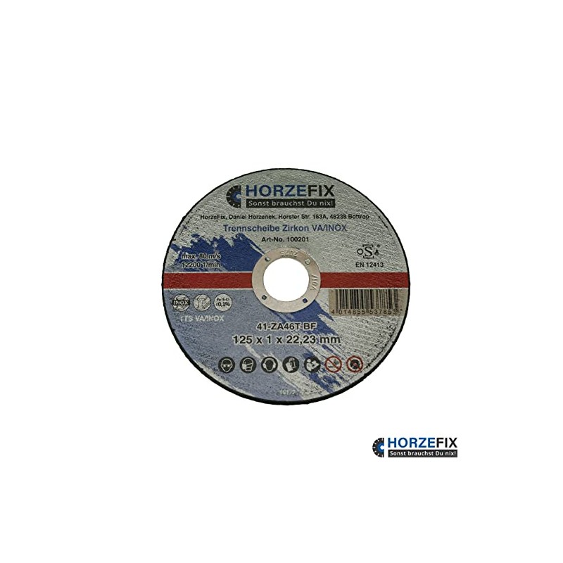 Cutting Disc Zircon VA/INOX 125 x 1.0 mm x 22.23