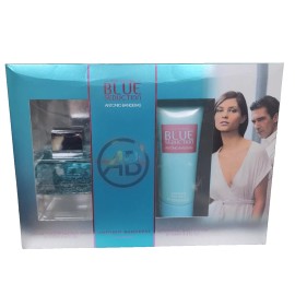 Antonio Banderas A.BANDERAS BLUE SEDUCTION WOMEN SET 3.4 EDT SP+SHIMMERING B/LOTION BOX NOT GOOD