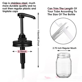 QurHapzy Honey & Maple & Syrup Mason Jar Dispenser Pumps, Use for 2.75 Inch Regular Mouth, Stainless Steel Cap ande Food Safety Jam Pump,Suitable for Coffee,Ketchup,etc.NO JAR No Rust
