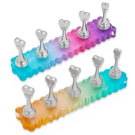 KOLZEMV Set of 2 Nail Stands, Practice Hand for Nail Design, Nail Stand for Press on Nails Display, Acrylic Nail Stand Practice Hand for Nail Design, Magnetic Nail Tip, Nail Practice Stand