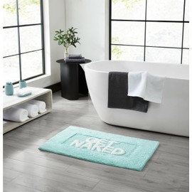Creative Home Ideas Cotton Bath Rug - Soft Cotton Bath Mat - Bathroom Decor - Water Absorbent and Machine Washable - Measures 21"x34" - Get Naked Aqua