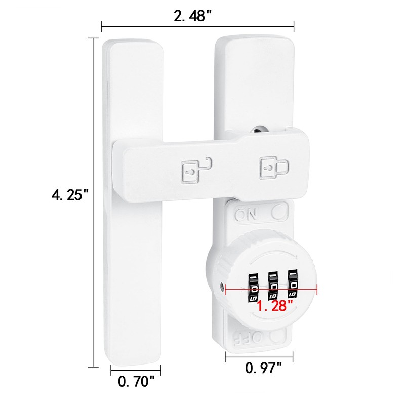 INIRET White 180 Degree Barn Door Lock,Mechanical Password Lock,Flip Latch