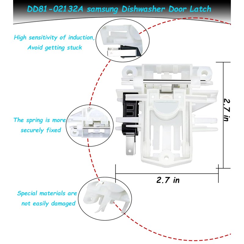 DD81-01629A DD81-01549A Dishwasher Door Latch Fits DD81-02132A DD81-01629A, with DW80K5050US