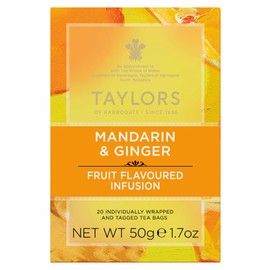 Taylors of Harrogate Mandarin & Ginger, Herbal Tea, Individually Wrapped Bags, 20 Count (Pack of 1), Zingy, Fragrant & Spiced, Caffeine-Free, Enjoy Hot or Iced, 20 Teabags