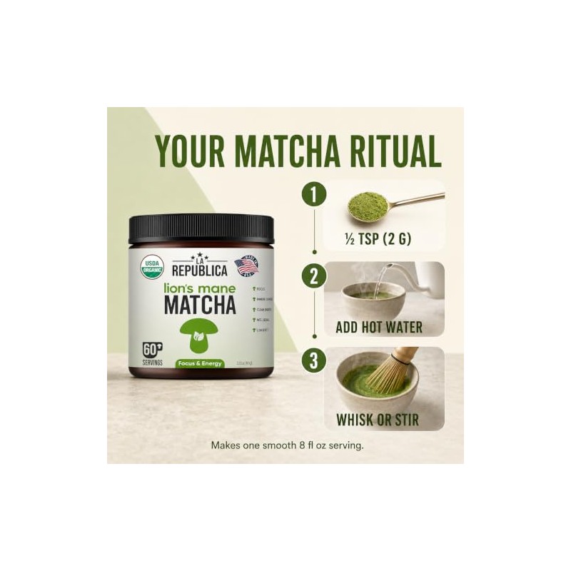 LRLA SUPERFOODS Polvo De Matcha De Hongo Melena De León