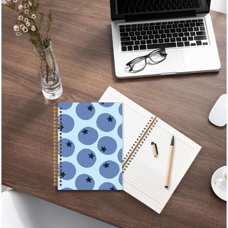 KRHFG Blueberry Spiral Notebook, Kids Notebooks for Girls, Fruit Lover