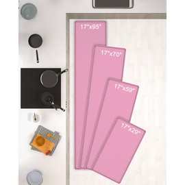 AUTODECO Set of 2 Kitchen Mat and Rugs Washable Cushioned Anti-Fatigue Kitchen Rug for Floor 17"x59" +17"x59", Watermelonred