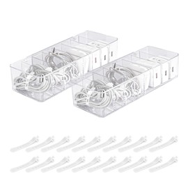 HOMEE Cable Organizer Box With Lid, Plastic Charger Cable Cord Storage Organizer, Cable Box with 8 Compartments, Clear Charger Organizer Box for Home Drawer Office
