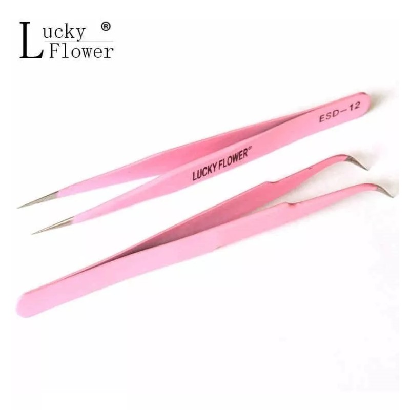 Vetus 2 Pinzas Curva Y Recta Color Rosa Especiales Pestañas