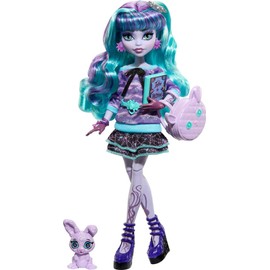 Monster High Creepover Party Doll, Twyla with Pet Bunny Dustin, Sleepover Clothes & Accessories like Hoodie, Book & Backpack