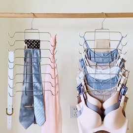 2PK Tank Top Hanger Space Saving Bra Hanger, Non-Slip Hanging Sport Bras Holder, Closet Organizers and Storage for Camisoles, Tank Tops, Bras, Ties, Swimsuits, Strappy Dress (4 Layer)