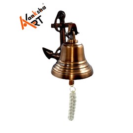 6" Decorative Metal Door Bell, Anchor Ship Bells - Large Dinner Call Bell Indoor Outdoor Wall Mount Decorative Bell Loud House Bell for Door Pub Office