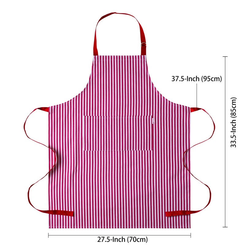 Zihuatailor Striped Apron with Pockets for Women Cooking Apron for