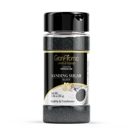 GranAroma Black Sanding Sugar, Festive, Fine Ground Crystals, Decorate Cakes & Cookies (Black)