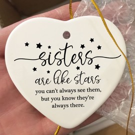 Sister Are Like Stars Keepsake Heart Ceramic Gift Birthday Gifts for Sister Gifts for Sister from Sister Best Friend Gift Good Friends Bestie Gifts for Women Her Long Distance