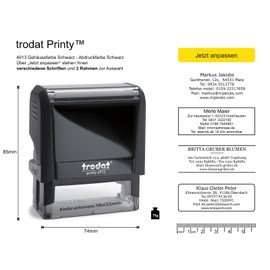 Trodat Trodat Personalisierter Stempel Printy 4913 zum direkt hier Erstellen – Selbstfärbend, Abdruck 58 x 22 mm, bis zu 6 Zeilen Abdruck Schwarz