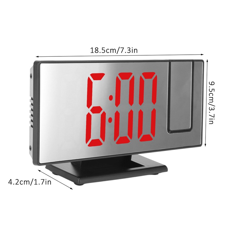 Projection Digital Alarm Clock USB Charging Automatic Dimming LED Mirror