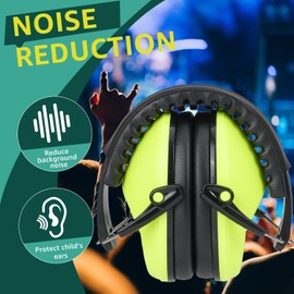 Retevis Safety Earmuffs for Kids Autism Adjustable Noise Cancelling Soft Ear Pads for Kids 5-15 Years Suitable for Concerts, Cinema, Fireworks (1 Pack, Green)