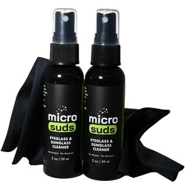 Advanced Eye glass Cleaner Spray Kit | (2x) Glass Cleaner Sprays 2oz & (2x) Glasses Cleaning Cloth | Formula Mitigates Scratches for Eyeglasses, Laptop, Screens | USA MADE (4 piece set)