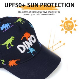 QKURT Boys Baseball Cap Summer UV Protection Sun Hat Trucker Hat Dinosaur Cotton Hats Adjustable Outdoor Sports Cap for Kids Ages 3-8 Indigo
