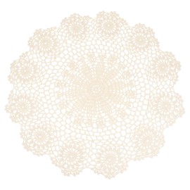 sourcing map Handmade Crochet Placemats, 16inch Round Retro Table Mat Doilies Vase Mat Coaster Snowflake for Dining Table Home Decoration, Beige