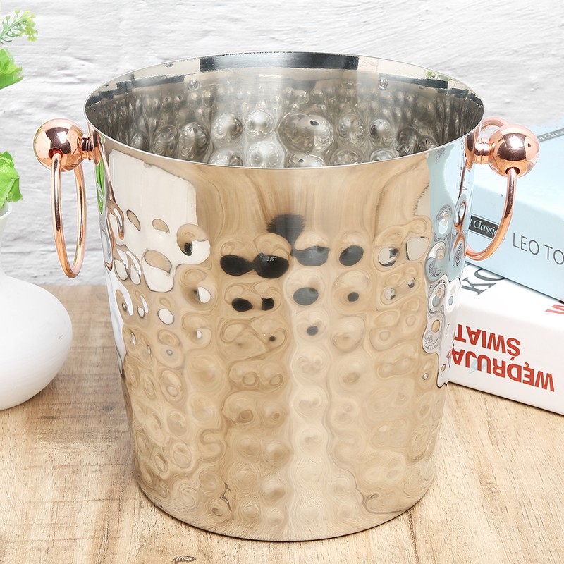 3L Portable Stainless Steel Ice Bucket Container Champagne Barrel with