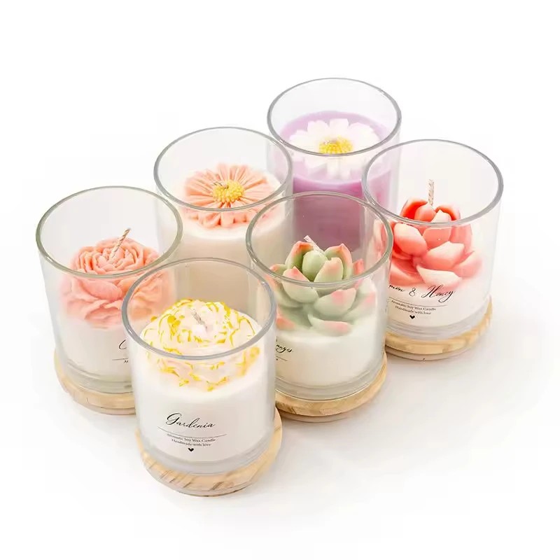 AIKUN Luxury Handmade Peony Flower Scented Candle Soy Wax Glass