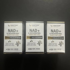 Vantein Lot Of 3 - NAD+ & Resveratrol - Boosts NAD Level Dietary Supplement - 120 Veggie